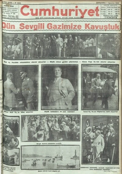 TARİHTE BUG&Uuml;N: 96 YIL &Ouml;NCEKİ CUMHURİYET GAZETESİ-7 Ağustos 1929