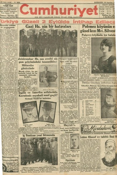 TARİHTE BUGÜN: 96 YIL ÖNCEKİ CUMHURİYET GAZETESİ-28 Ağustos 1929