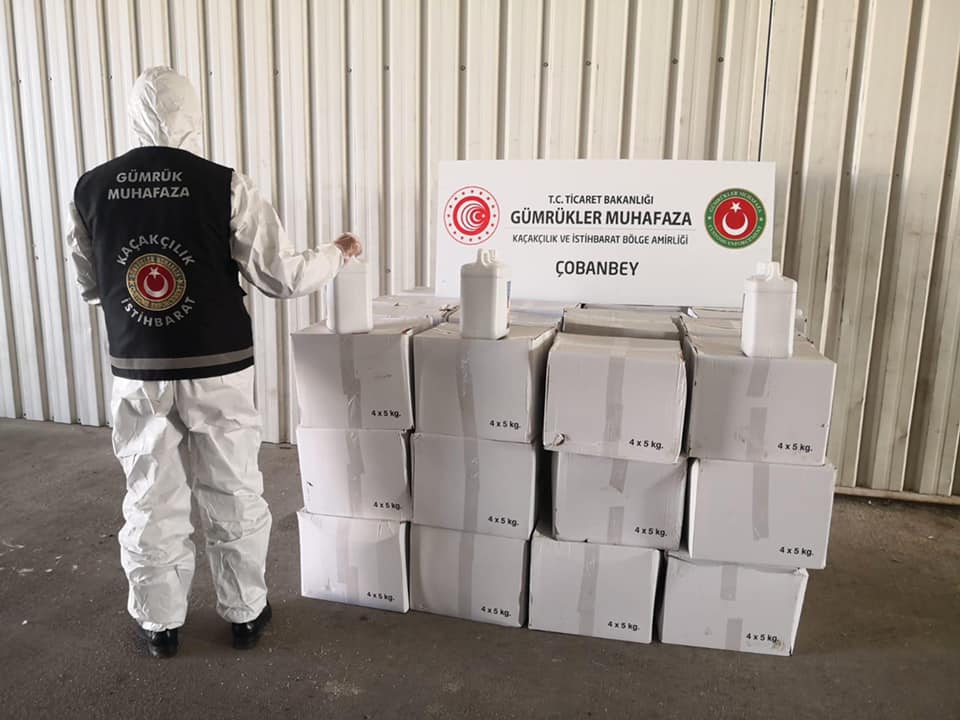 ÇOBANBEY GÜMRÜK KAPISINDA SÜLFÜRİK ASİT YAKALANDI