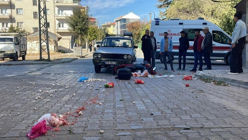 Motosiklet–otomobil çarpıştı: Sebzeler yola saçıldı, kilis kent haber, asayiş