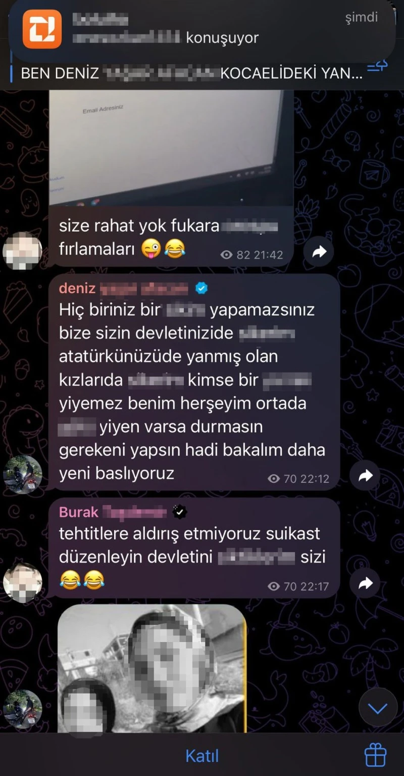 kocaeli, tehdit mesajları, atatürk küfür
