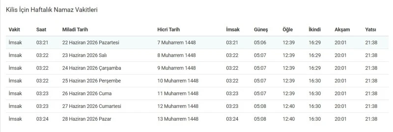 Kilis Namaz