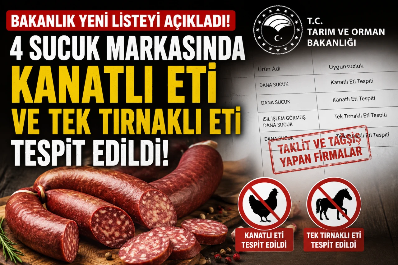 Bakanlık yeni listeyi a&ccedil;ıkladı! 4 sucuk markasında kanatlı eti ve tek tırnaklı eti tespit edildi