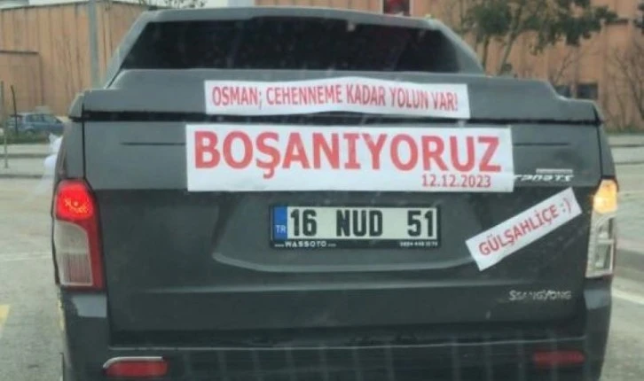 Boşanmaya giderken aracını düğün arabası gibi süsledi