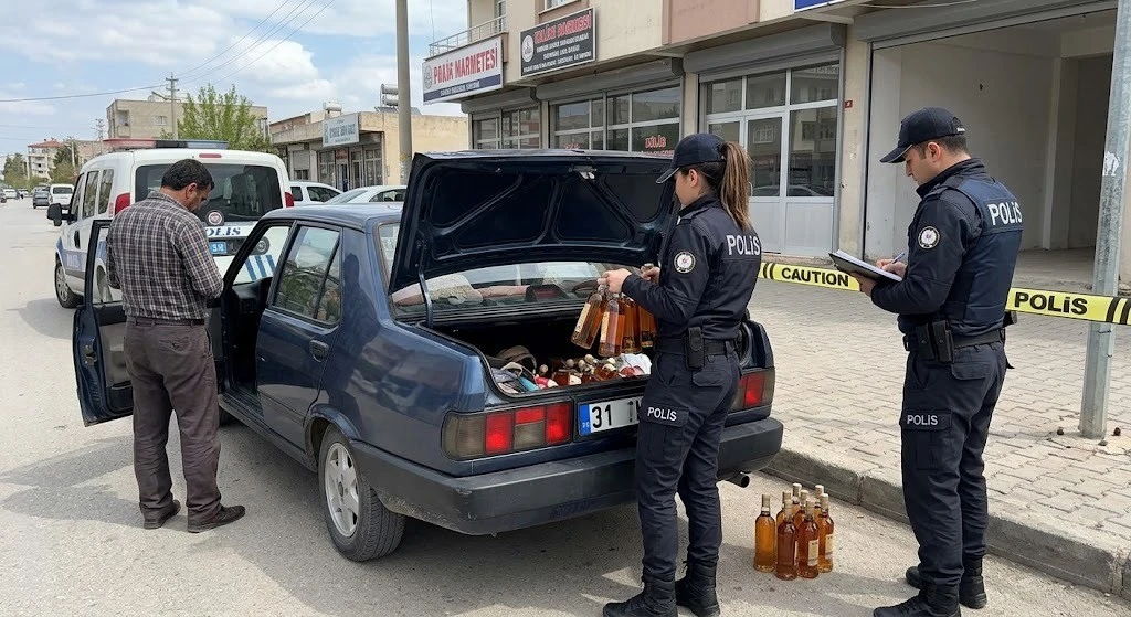 Kilis&rsquo;te Ara&ccedil;tan Ka&ccedil;ak Alkol Yakalandı