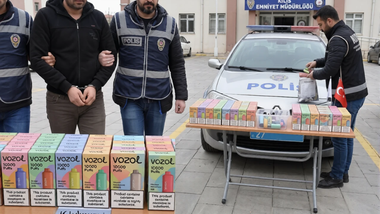 Kilis'te Durdurulan Ara&ccedil;ta Ka&ccedil;ak Elektronik Sigara Deposu Bulundu!