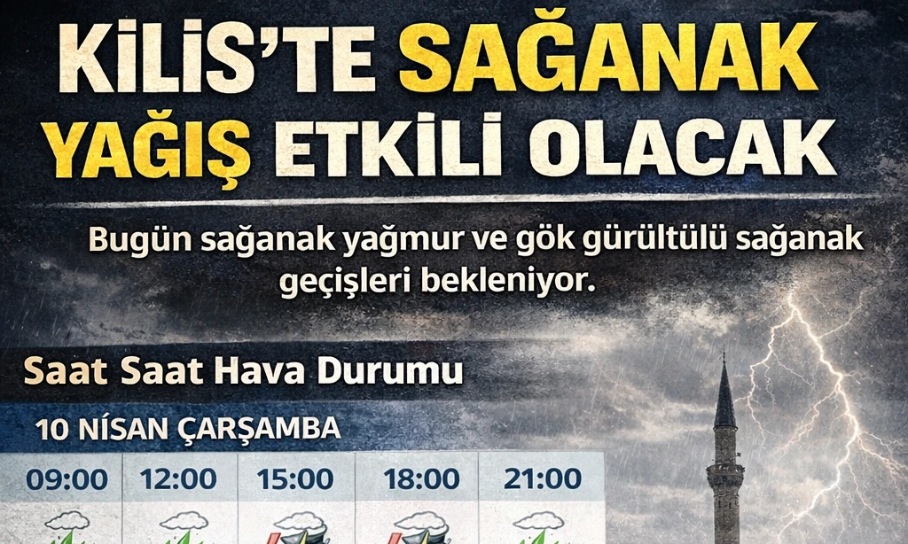 Kilis&rsquo;te Sağanak Yağış Etkili Olacak