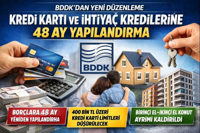 BDDK&rsquo;dan yeni d&uuml;zenleme: Kredi kartı ve ihtiya&ccedil; kredilerine 48 ay yapılandırma