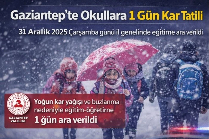 Gaziantep&rsquo;te Okullara 1 G&uuml;n Kar Tatili