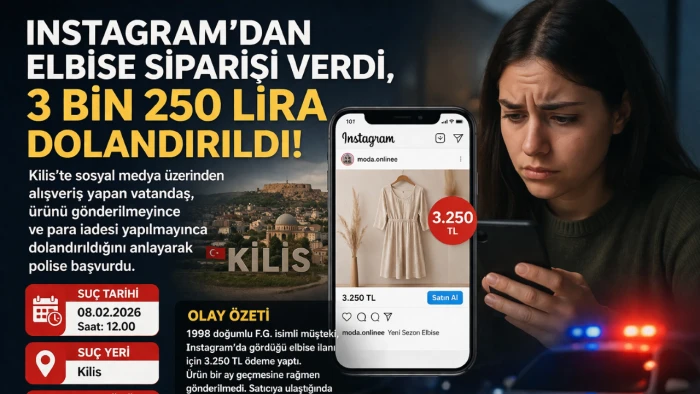 Kilis`te Instagram&rsquo;dan Elbise Siparişi Verdi, 3 Bin 250 Lira Dolandırıldı