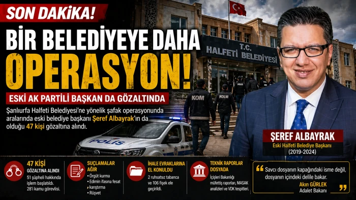 Halfeti Belediyesi&rsquo;ne Şafak Operasyonu: 47 G&ouml;zaltı