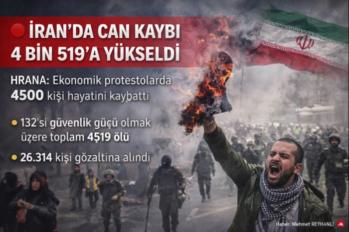 İran&rsquo;daki G&ouml;sterilerde Can Kaybı 4 Bin 519&rsquo;a Y&uuml;kseldi