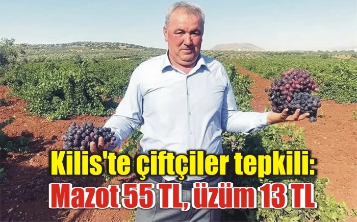 Kilis'te çiftçiler tepkili: Mazot 55 TL, üzüm 13 TL