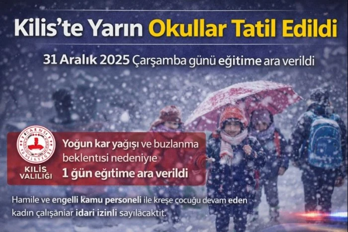 Kilis&rsquo;te Okullara 1 G&uuml;n Kar Tatili