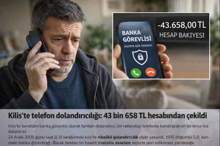 Kilis’te telefon dolandırıcılığı: 43 bin 658 TL hesabından çekildi