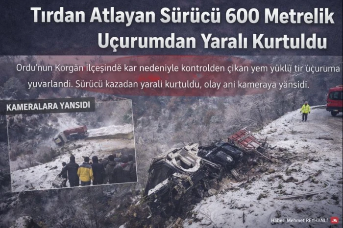 Tırdan Atlayan S&uuml;r&uuml;c&uuml; 600 Metrelik U&ccedil;urumdan Yaralı Kurtuldu