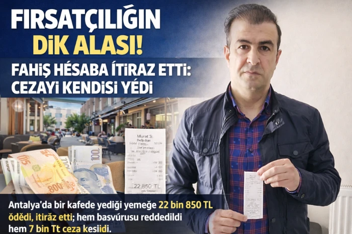 Yediği yemeğe 22 bin 850 TL &ouml;dedi, itiraz etti; hem başvurusu reddedildi hem 7 bin TL ceza kesildi