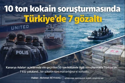 10 ton kokain soruşturmasında T&uuml;rkiye&rsquo;de 7 g&ouml;zaltı