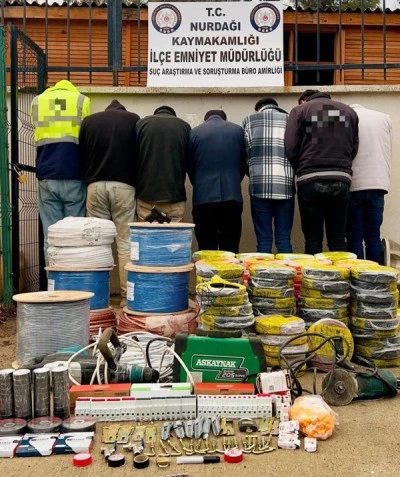 600 bin TL’lik elektrik kablosu hırsızlığı: 6 şahıs tutuklandı