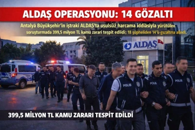 Antalya B&uuml;y&uuml;kşehir Belediyesine ALDAŞ Operasyonu: 14 G&ouml;zaltı