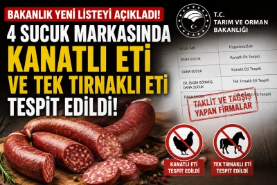 Bakanlık yeni listeyi a&ccedil;ıkladı! 4 sucuk markasında kanatlı eti ve tek tırnaklı eti tespit edildi