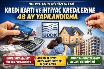BDDK&rsquo;dan yeni d&uuml;zenleme: Kredi kartı ve ihtiya&ccedil; kredilerine 48 ay yapılandırma