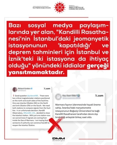 İstanbul jeomanyetik istasyonu &ldquo;kapatıldı&rdquo; iddiasına ilişkin