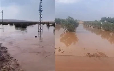 Kilis’in Elbeyli ilçesinde şiddetli yağış sele neden oldu