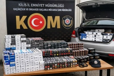 Kilis&rsquo;te Ara&ccedil;ta &Ccedil;ok Sayında Ka&ccedil;ak Sigara ele ge&ccedil;irildi.