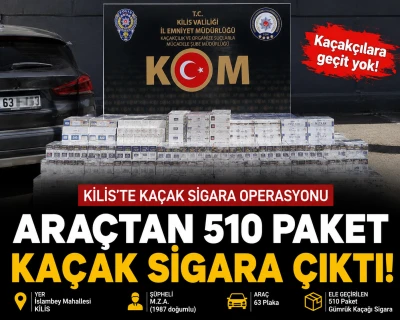 Kilis&rsquo;te Ara&ccedil;ta Ka&ccedil;ak Sigara Yakalandı