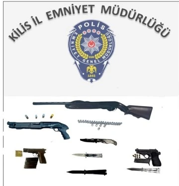 Kilis’te çok sayıda tabanca ve av tüfeği  ele geçirildi