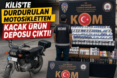 Kilis'te Durdurulan Motosikletten Ka&ccedil;ak &Uuml;r&uuml;n Deposu &Ccedil;ıktı!