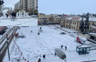 Kilis&rsquo;te Kış G&uuml;zelliği Kar Şehri Beyaza Boyadı