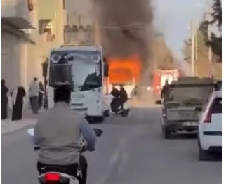 Kilis'te minibüs yangını korkuttu