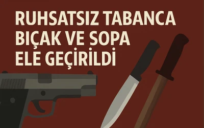 Kilis’te motosiklet denetiminde ruhsatsız tabanca, bıçak ve sopa ele geçirildi