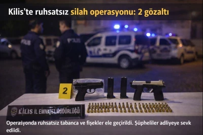 Kilis&rsquo;te ruhsatsız silah operasyonu: 2 ş&uuml;pheli g&ouml;zaltında