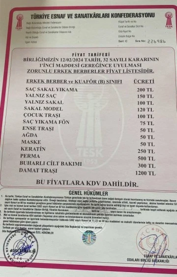 Kilis'te tıraş ücretlerine zam!