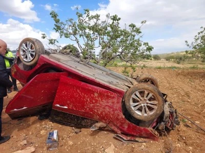 Lastiği patlayan otomobil fıstık bahçesine uçtu: 1 ölü, 2 yaralı
