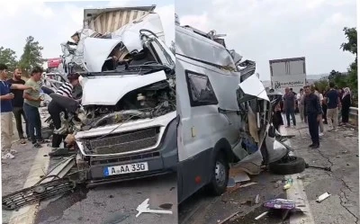 Minibüs ile kamyonet çarpıştı: 1 ölü, 1 yaralı