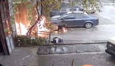 Oto Tamirhanesinde Korkutan Yangın: 2 Kişi Alevlerin Arasından Son Anda Kurtuldu