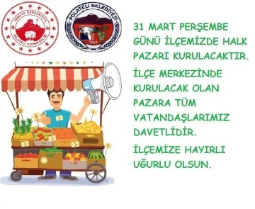 Polateli İlçesi’ne, halk pazarı kuruluyor