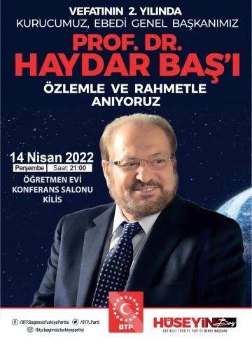 Prof. Dr. Haydar Baş, vefatının 2. yıldönümünde anılacak