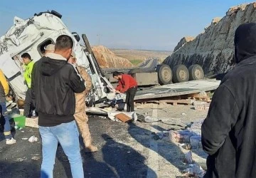 Seyir halindeki gıda yüklü tır devrildi