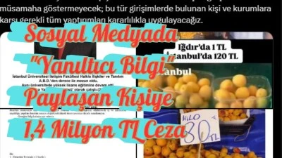 Sosyal Medyada &quot;Yanıltıcı Bilgi&quot; Paylaşan Kişiye 1,4 Milyon TL Ceza