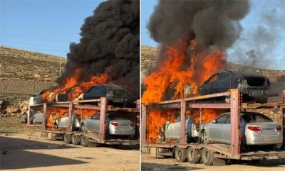 Suriyelilerin hayallerini süsleyen araçlar alevlere teslim oldu