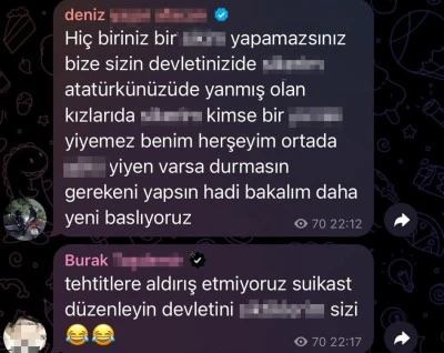 Telegram ve Whatsapp sayfasından Atatürk'e ve Yangında Vefat eden çocuklara küfretti