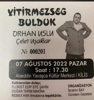 Ünlü Tiyatrocu Orhan Uslu Kilis'e geliyor