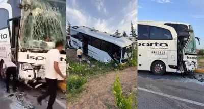 Yolcu otobüsleri çarpıştı: 1’i ağır 27 yaralı