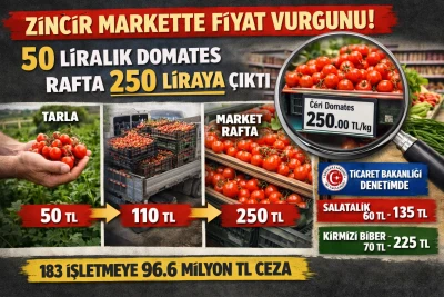 Zincir markette sebze fiyatı mercek altında: 50 liralık domates rafta 250 liraya &ccedil;ıktı